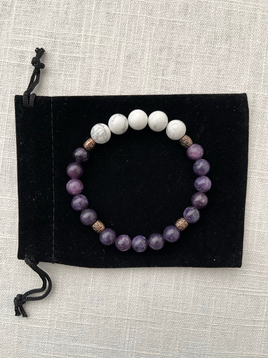 Large Lepidolite with Howlite Bracelet