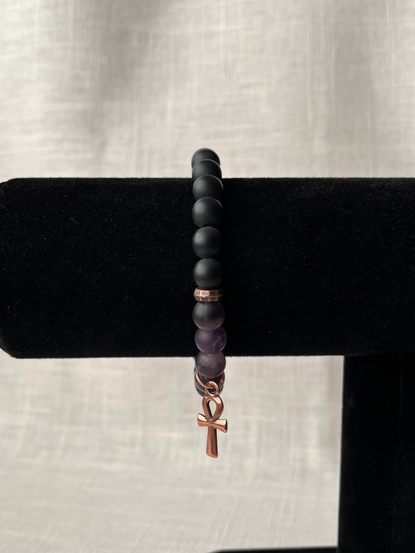 Large Onyx with Amethyst Bracelet