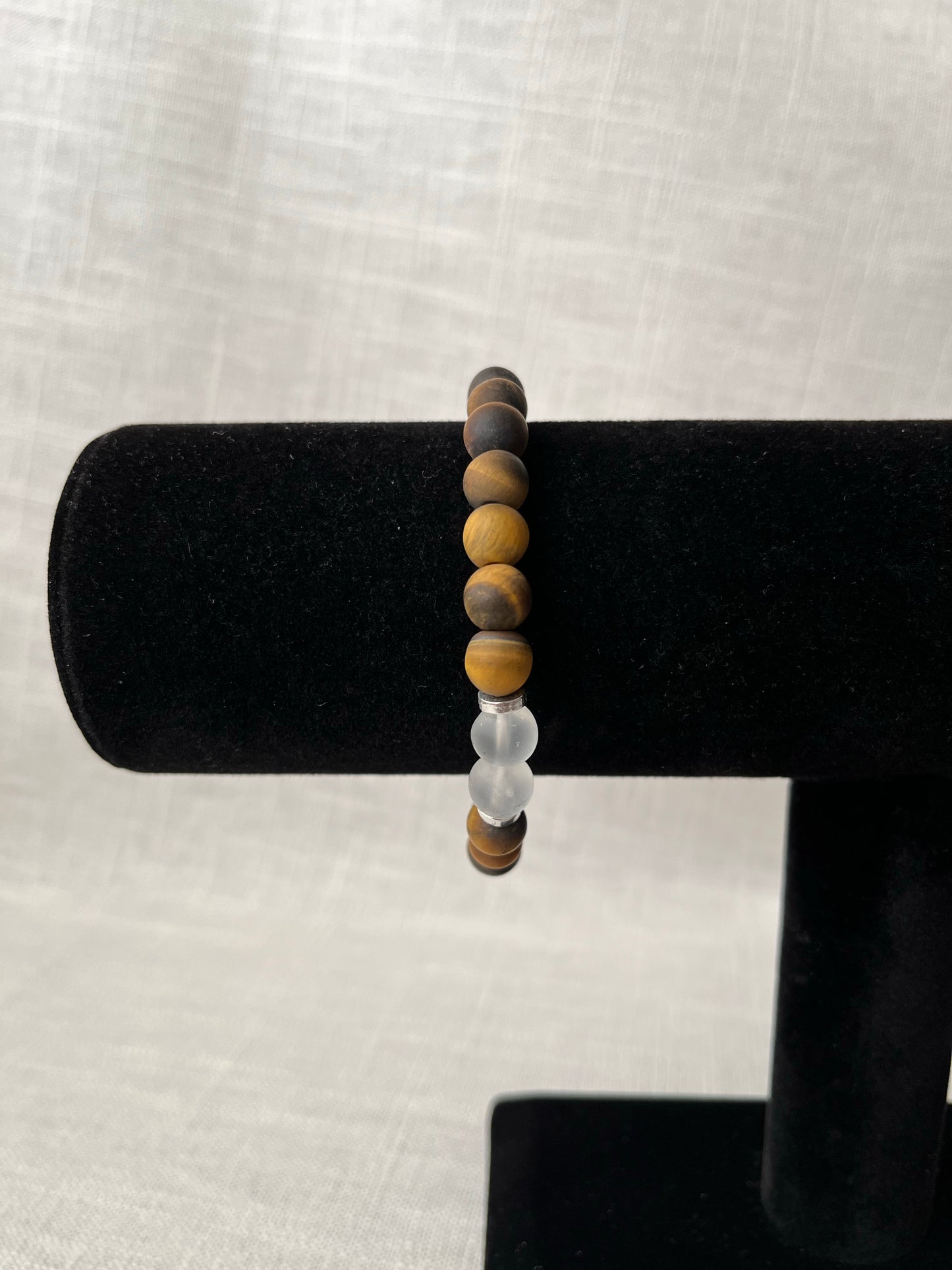 Large Tiger's Eye with Clear Quartz Bracelet