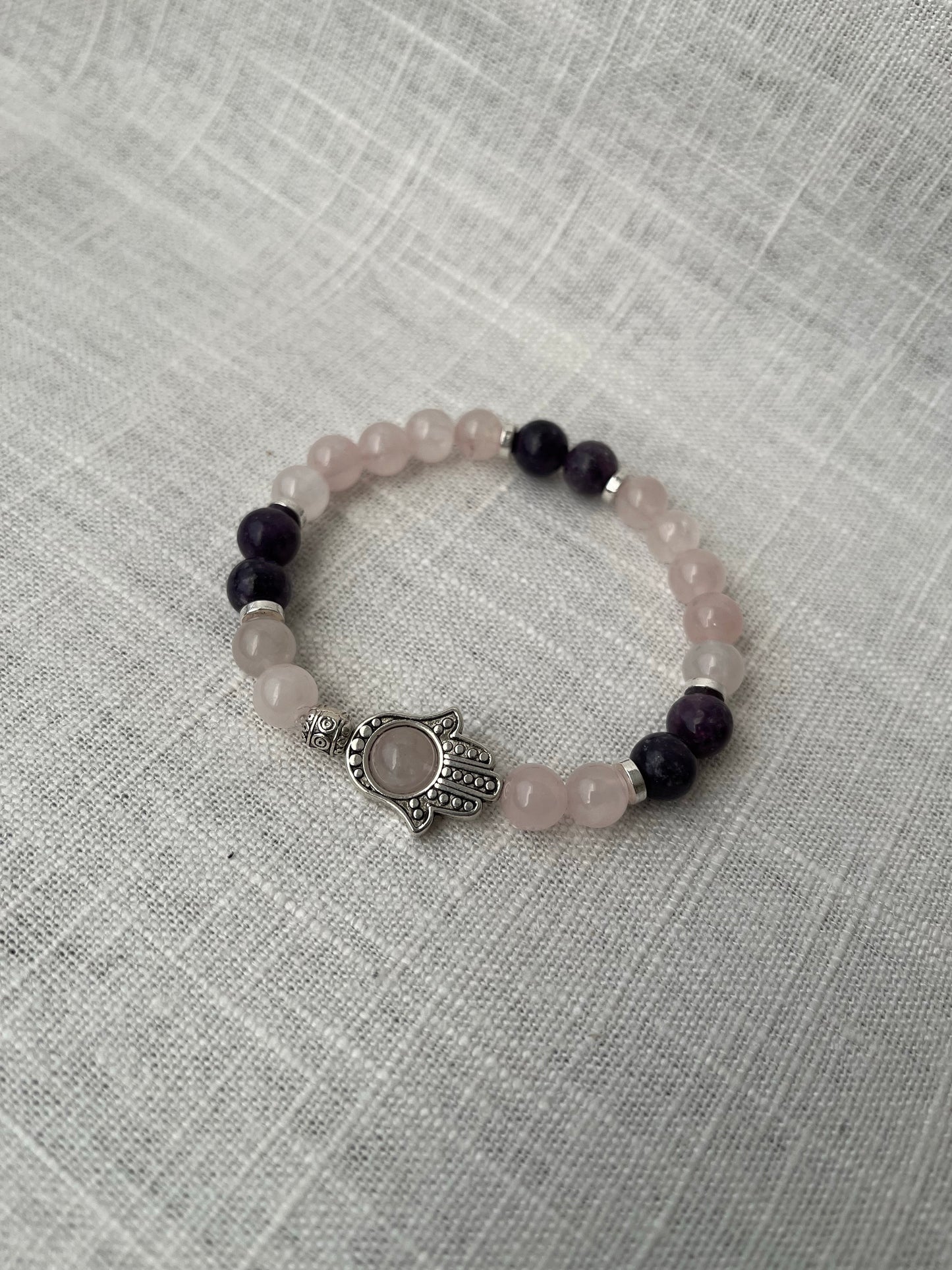 Large Rose Quartz with Lepidolite Bracelet