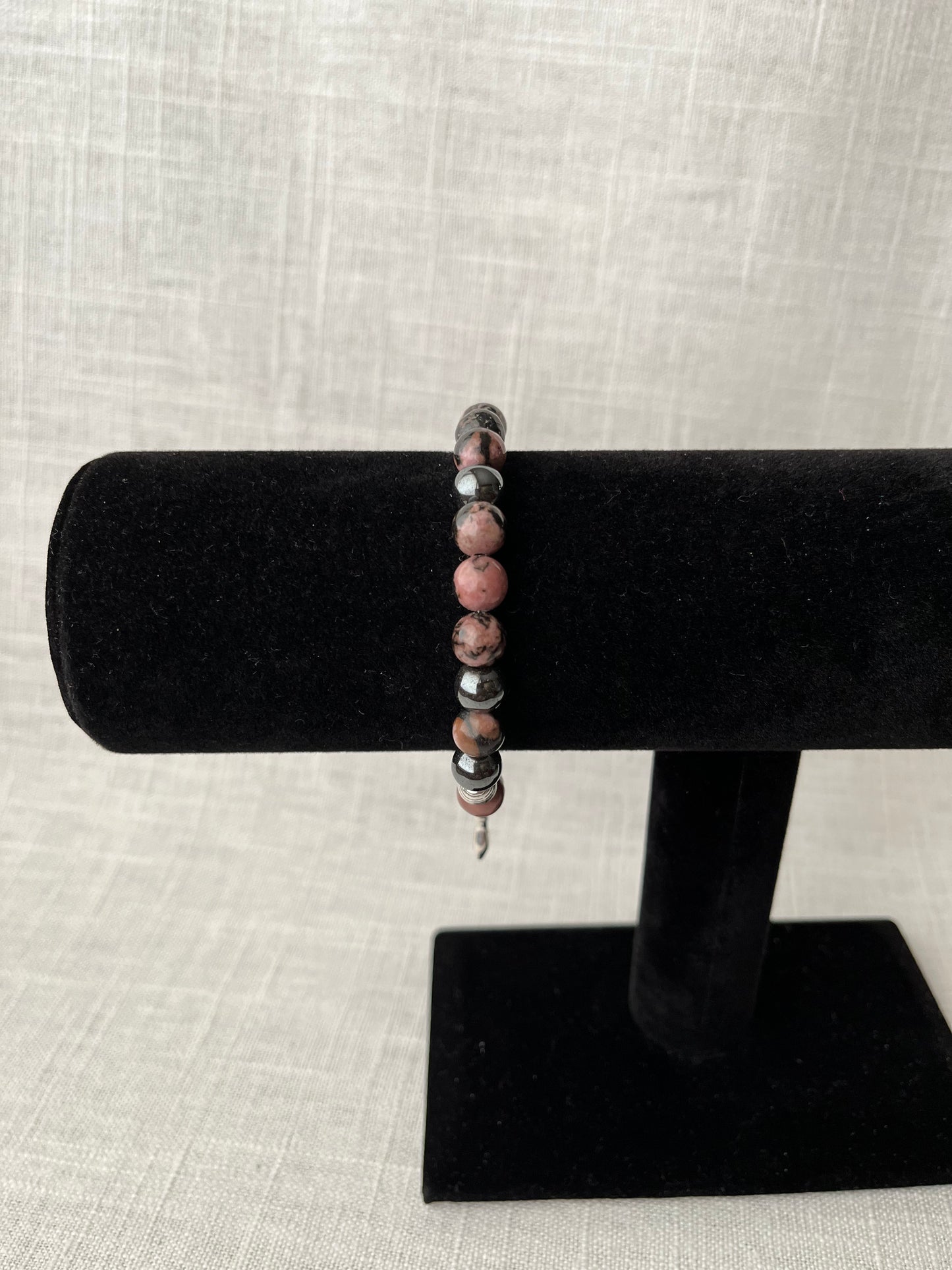 Large Rhodonite with Hematite Bracelet