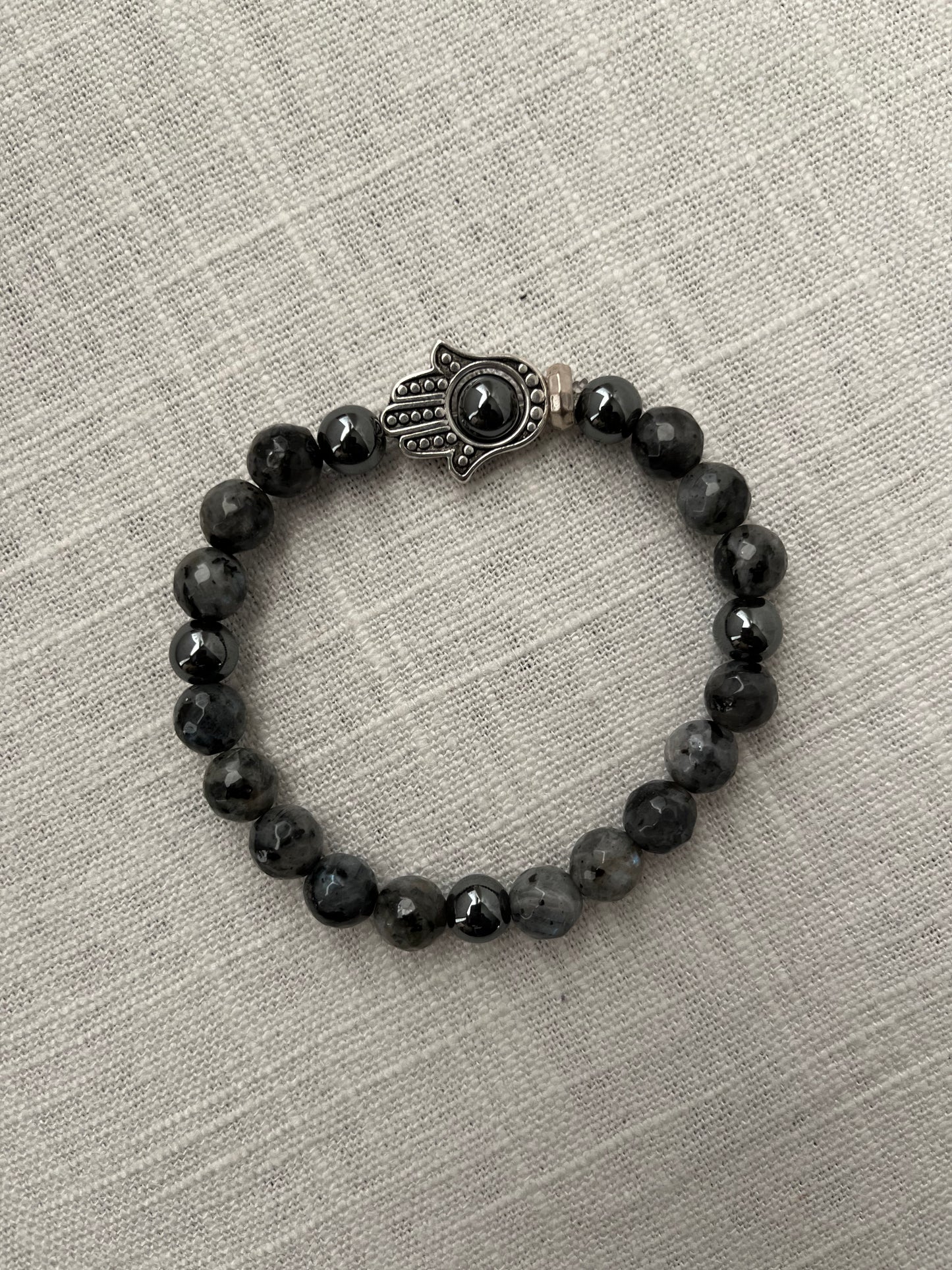 Large Larvikite with Hematite Bracelet