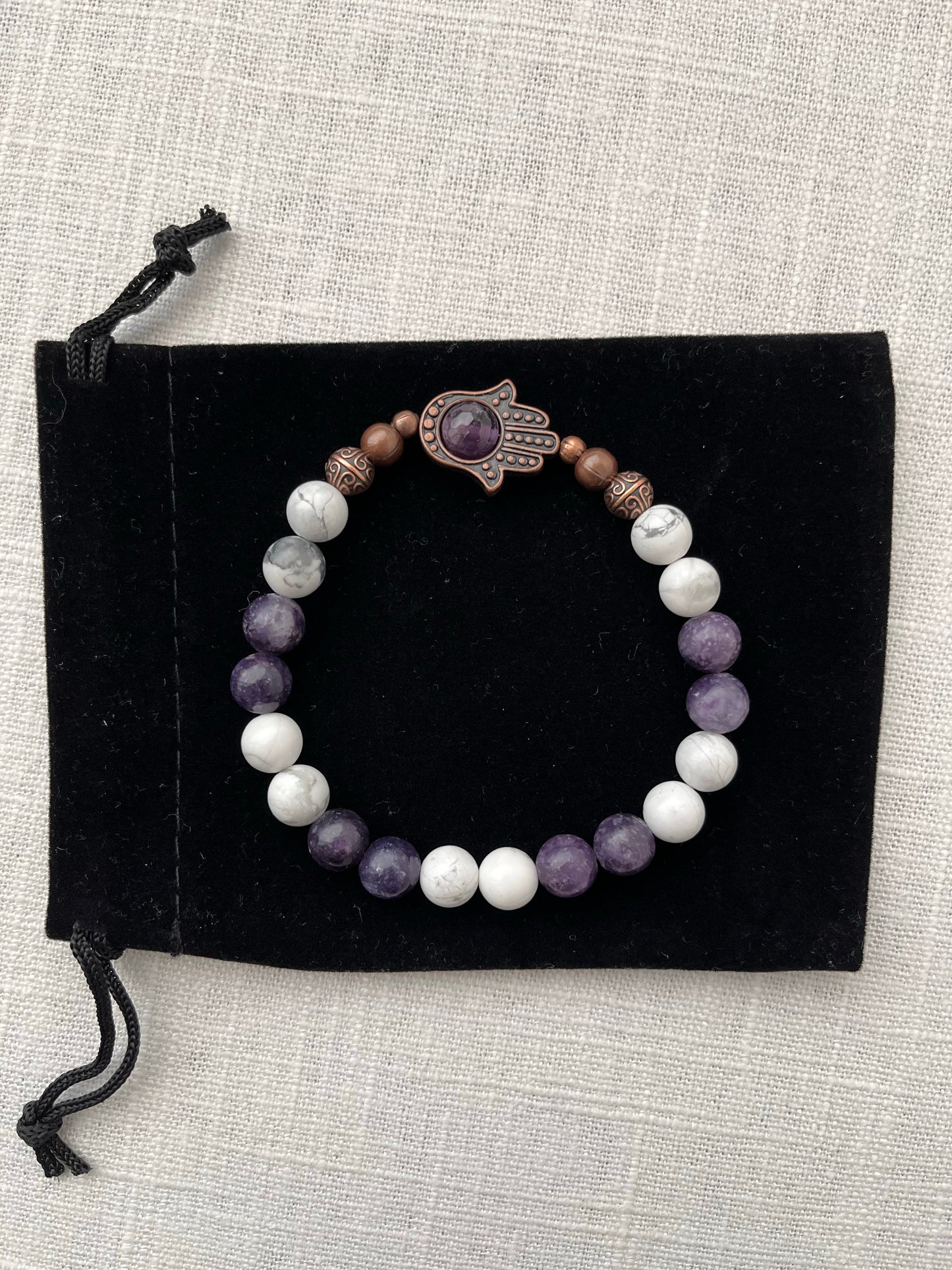 Large Lepidolite with Howlite Bracelet