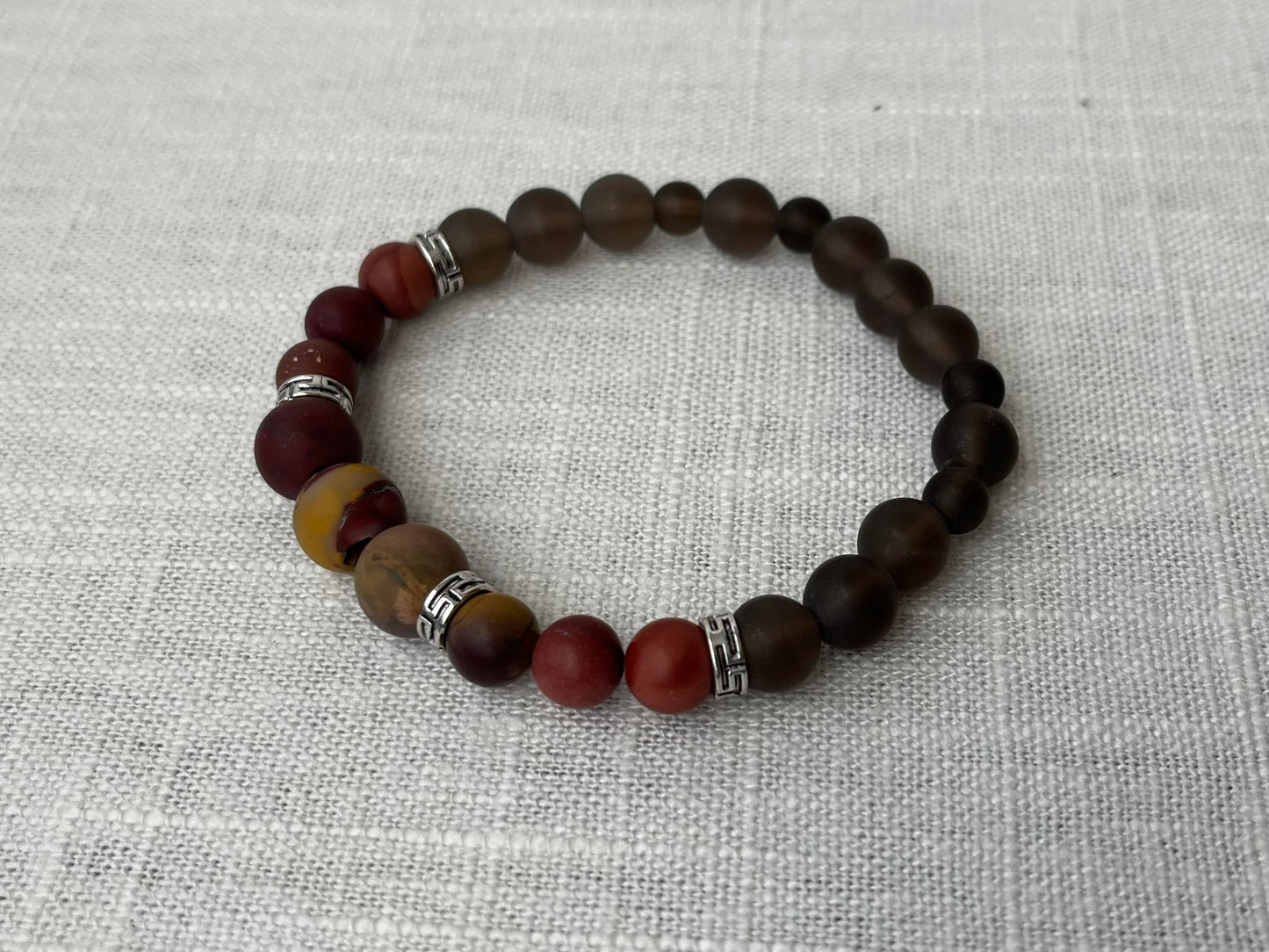 Large Mookaite with Smoky Quartz Bracelet