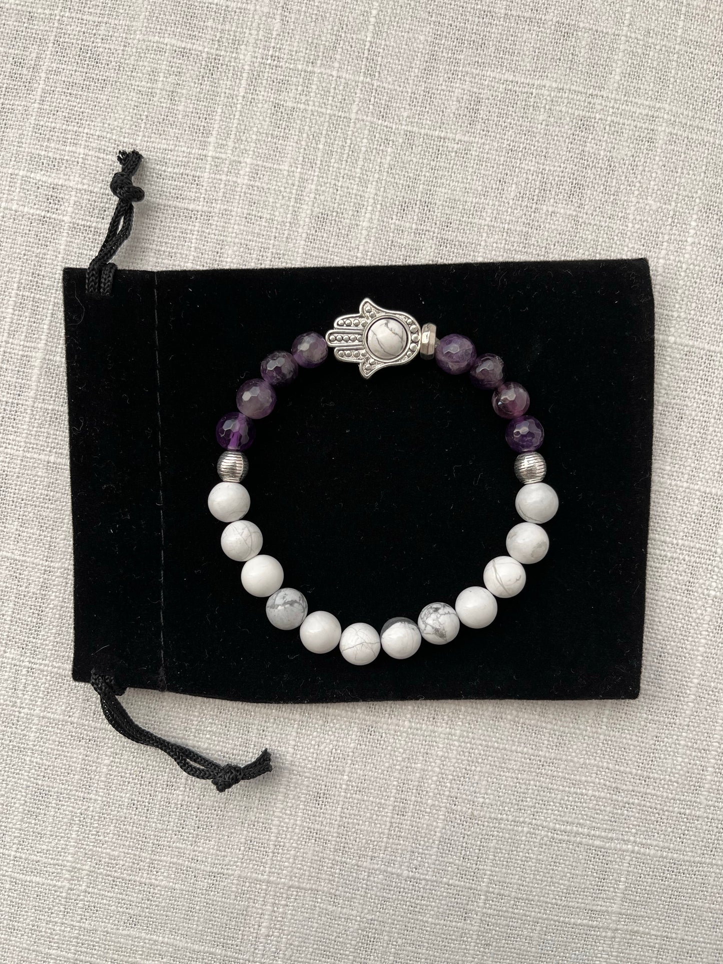 Large Howlite with Amethyst Bracelet