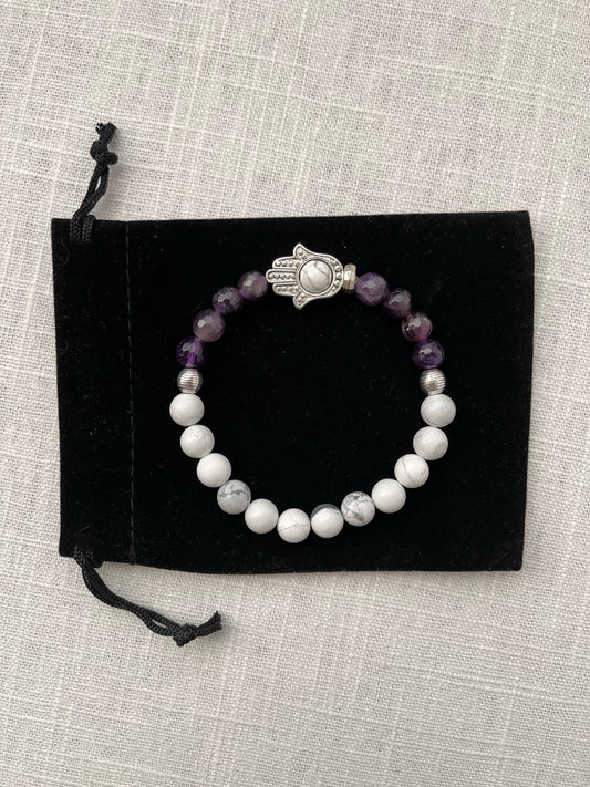 Large Howlite with Amethyst Bracelet