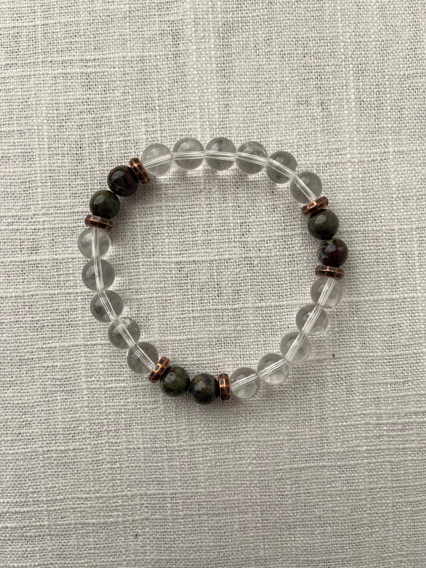 Large Clear Quartz with Dragon Blood Jasper Bracelet