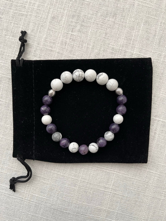 Large Howlite with Lepidolite Bracelet