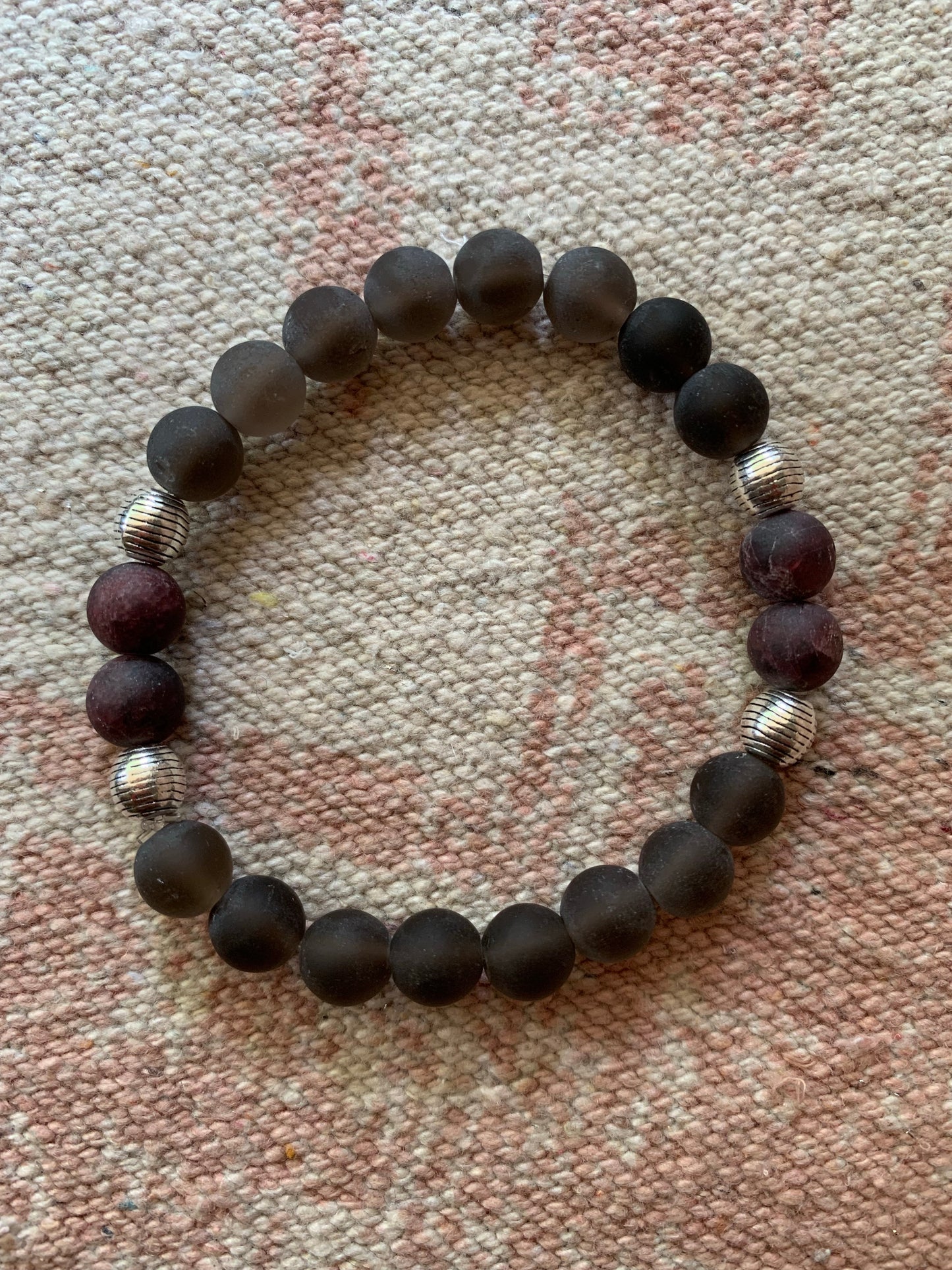 Smoky Quartz with Garnet Bracelet