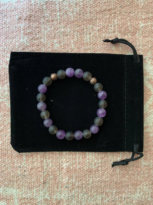 Smoky Quartz with Amethyst Bracelet