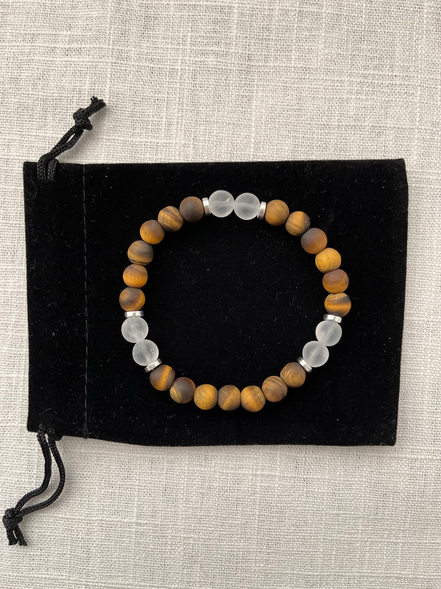 Large Tiger's Eye with Clear Quartz Bracelet