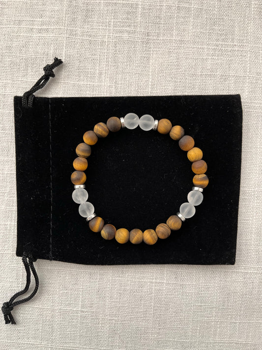 Large Tiger's Eye with Clear Quartz Bracelet