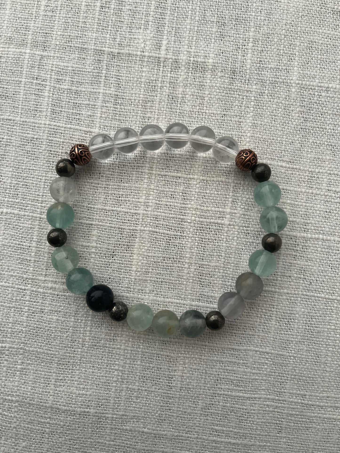 Large Fluorite with Pyrite Bracelet