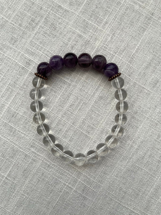 Large Clear Quartz with Amethyst Bracelet