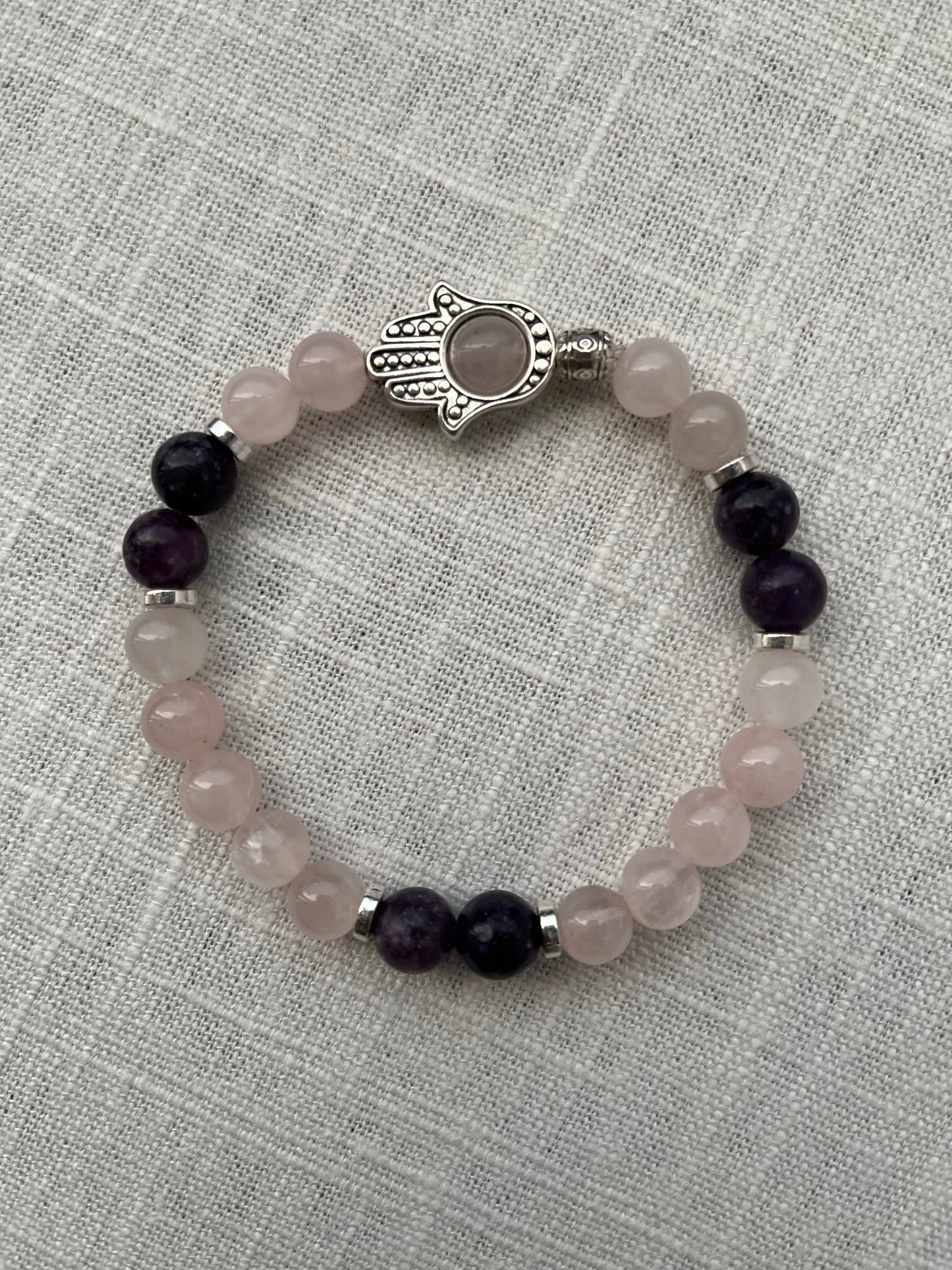 Large Rose Quartz with Lepidolite Bracelet