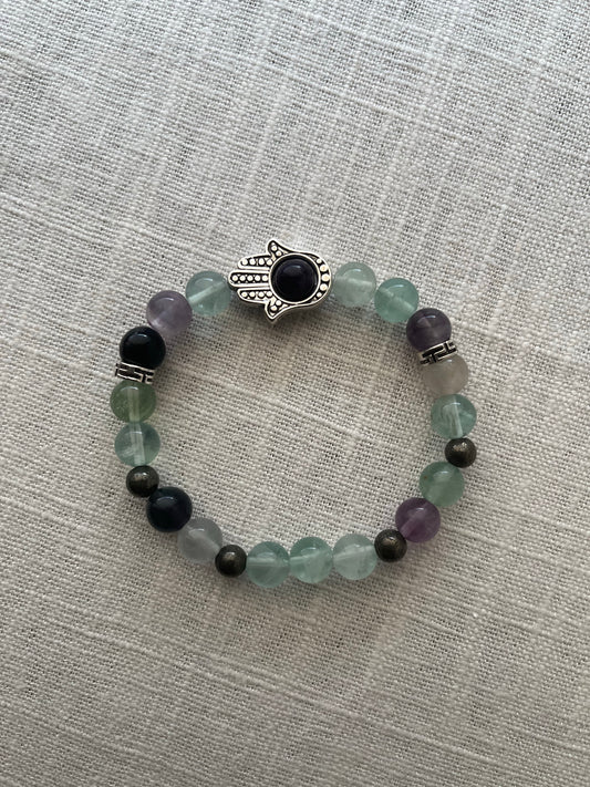 Fluorite with Pyrite Bracelet
