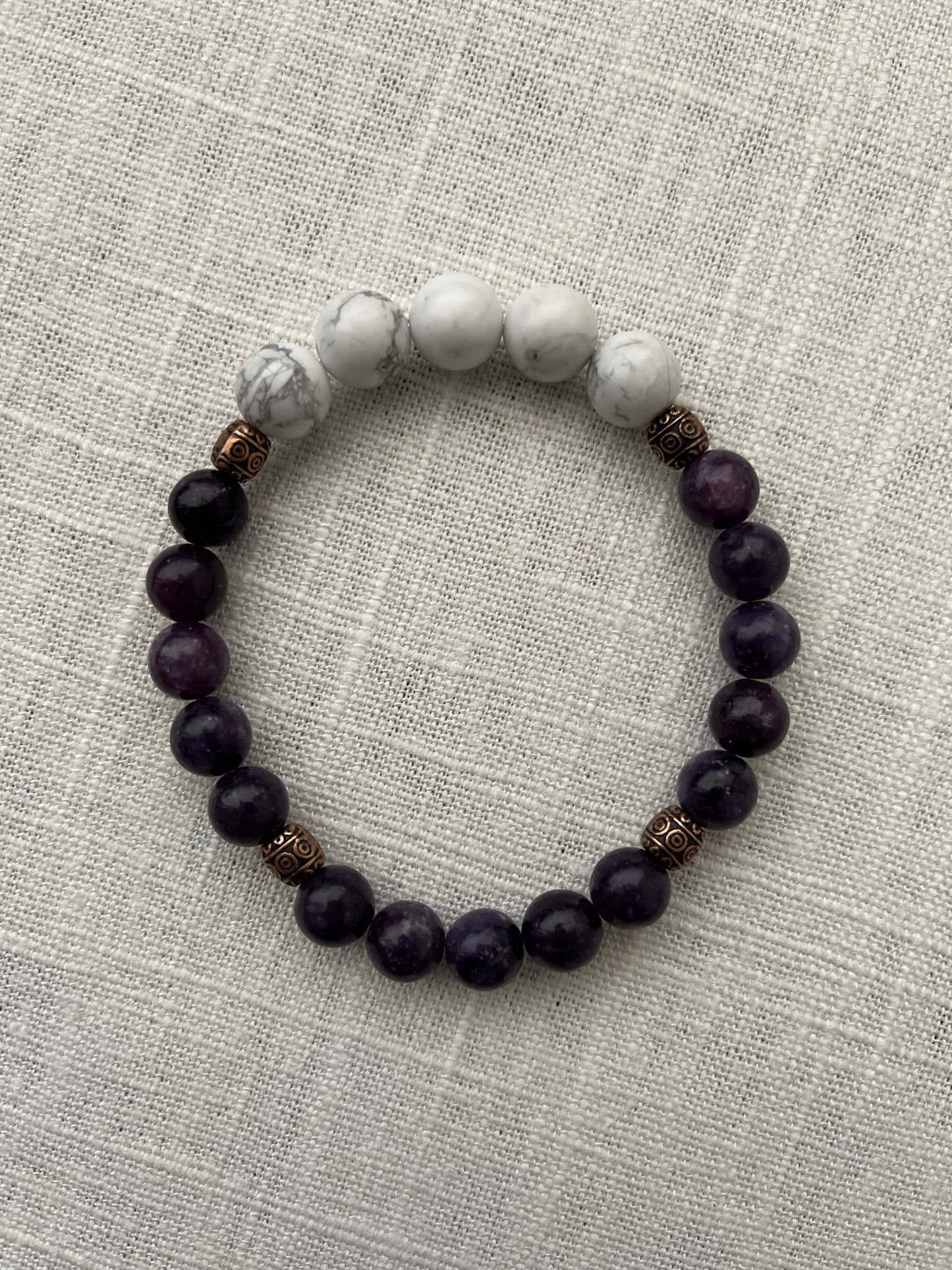 Large Lepidolite with Howlite Bracelet