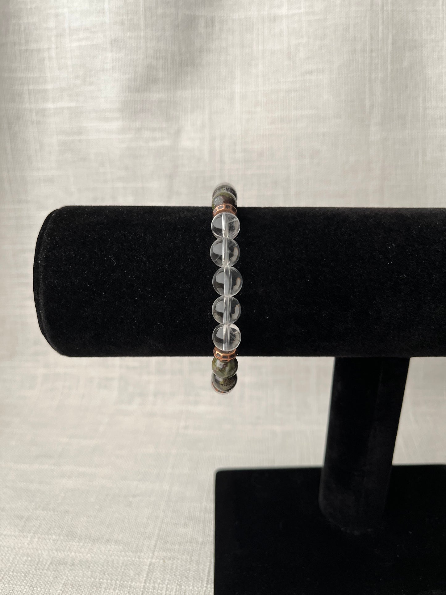 Large Clear Quartz with Dragon Blood Jasper Bracelet