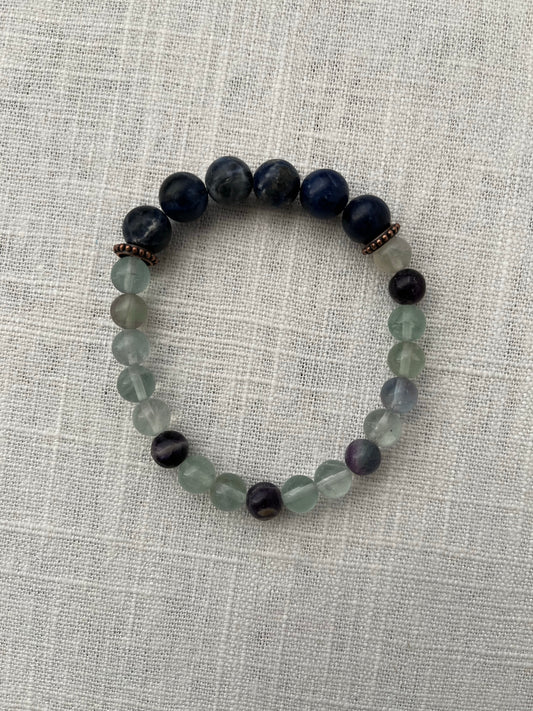 Large Fluorite with Sodalite Bracelet