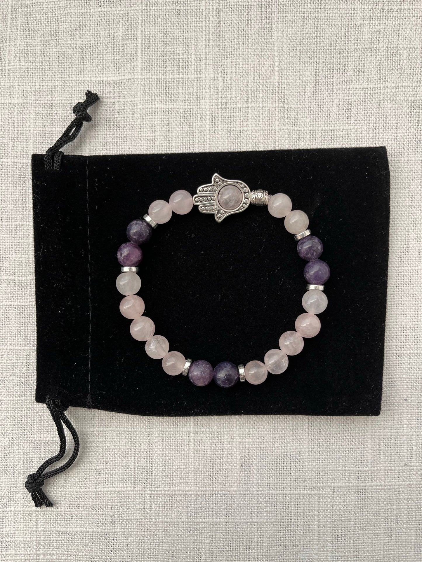 Large Rose Quartz with Lepidolite Bracelet