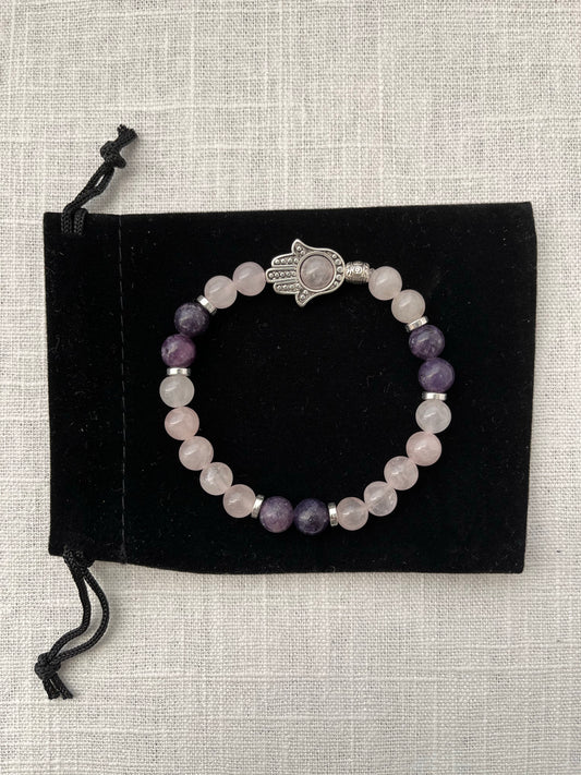 Large Rose Quartz with Lepidolite Bracelet