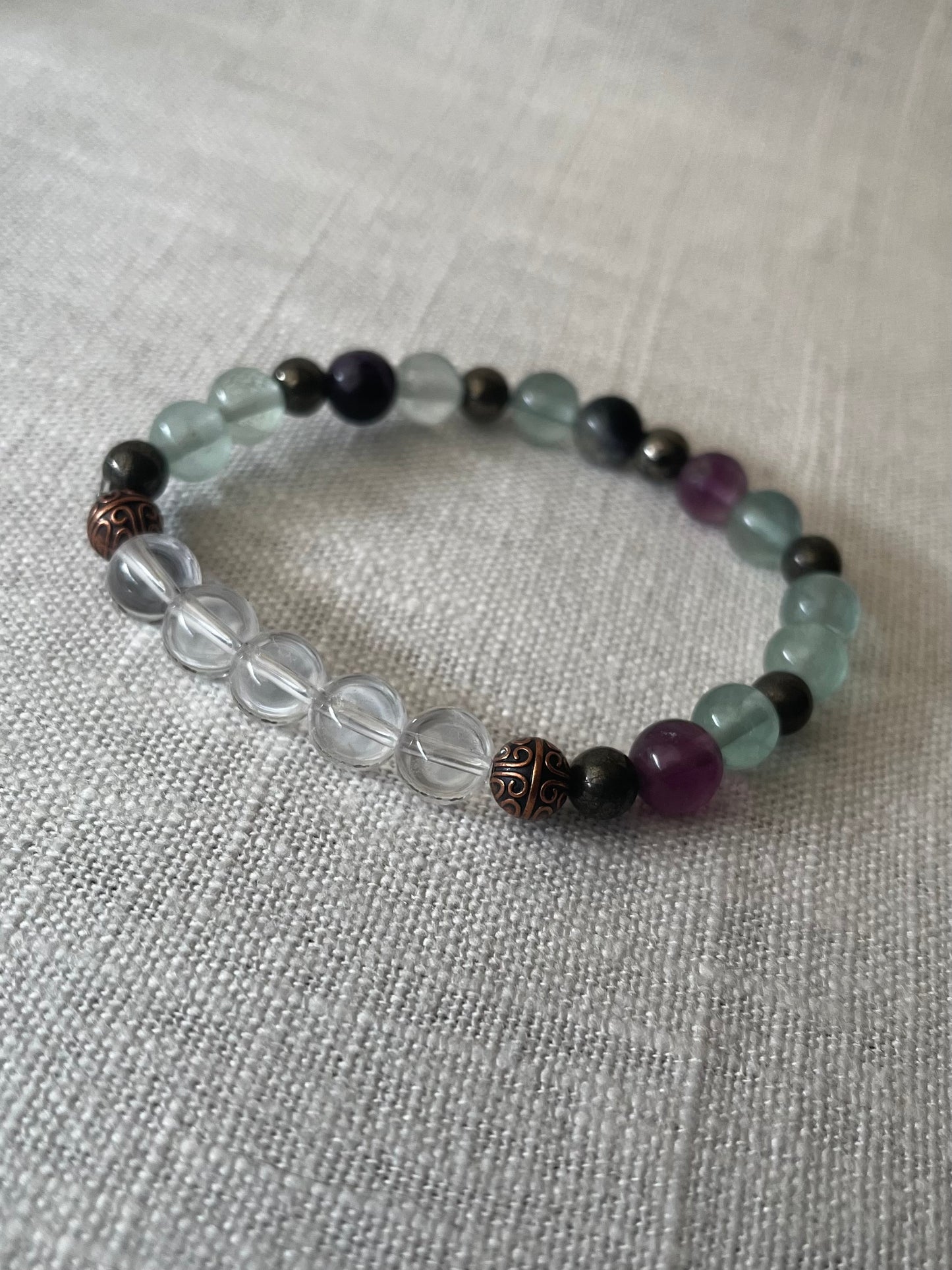 Fluorite with Pyrite Bracelet