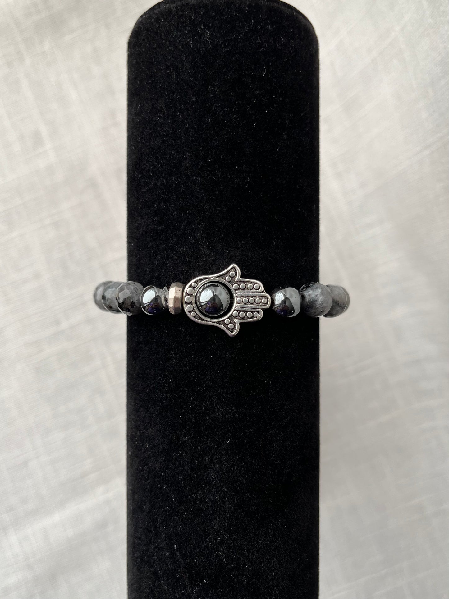 Large Larvikite with Hematite Bracelet