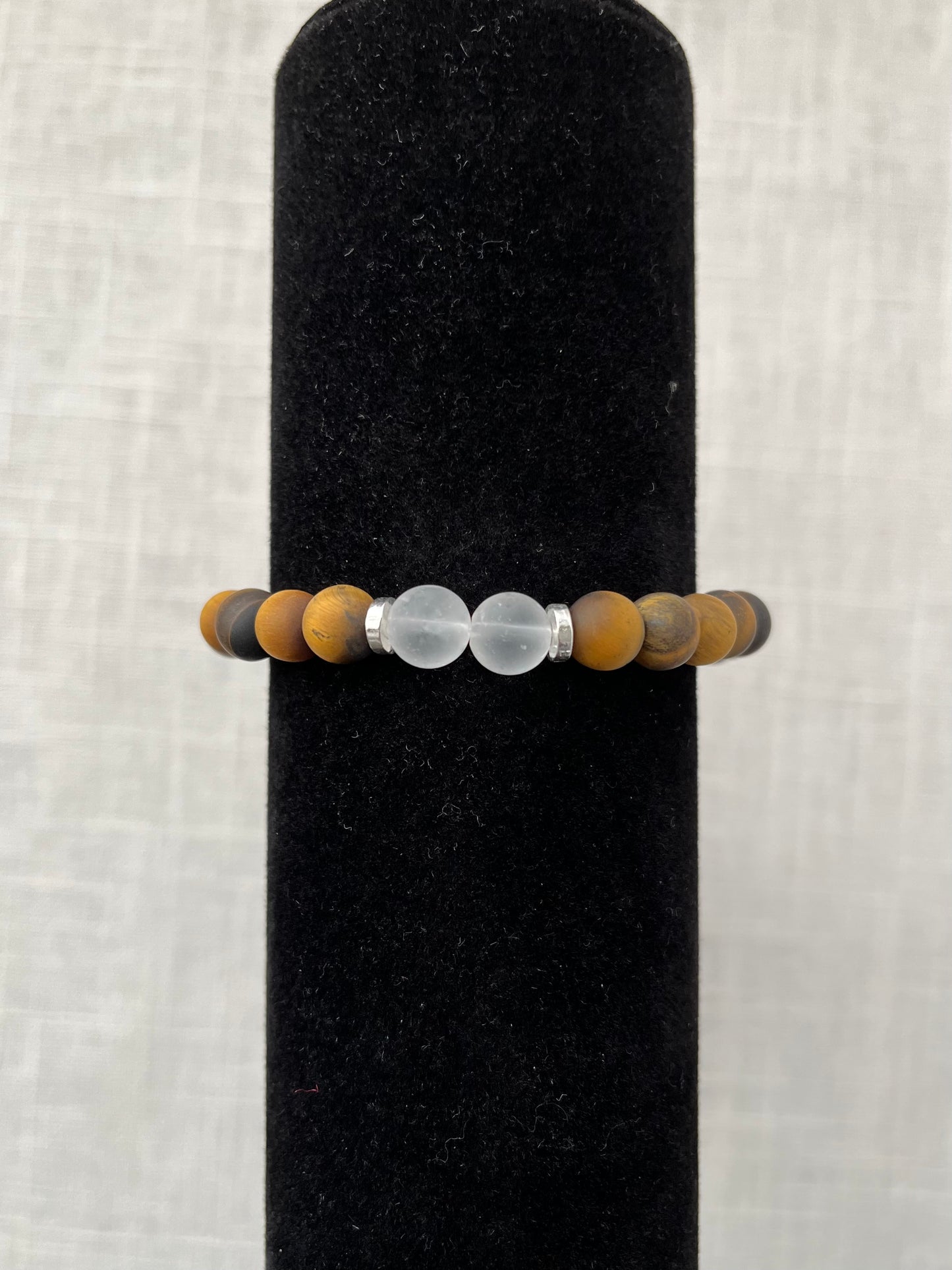 Large Tiger's Eye with Clear Quartz Bracelet