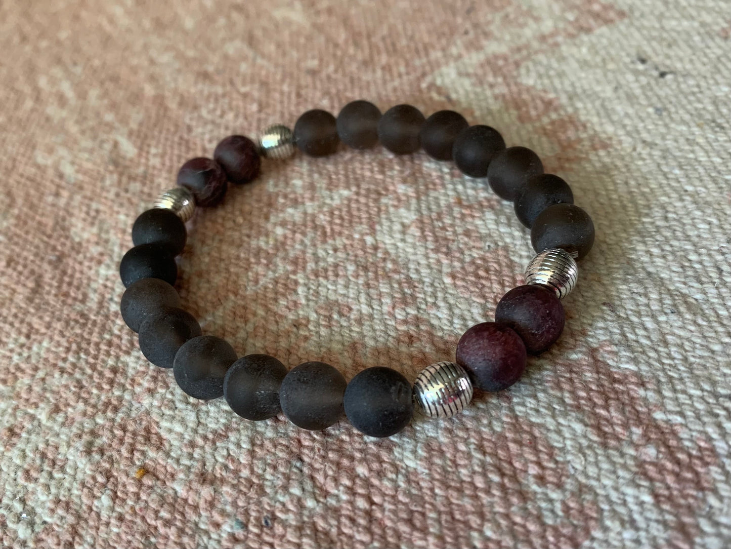 Smoky Quartz with Garnet Bracelet