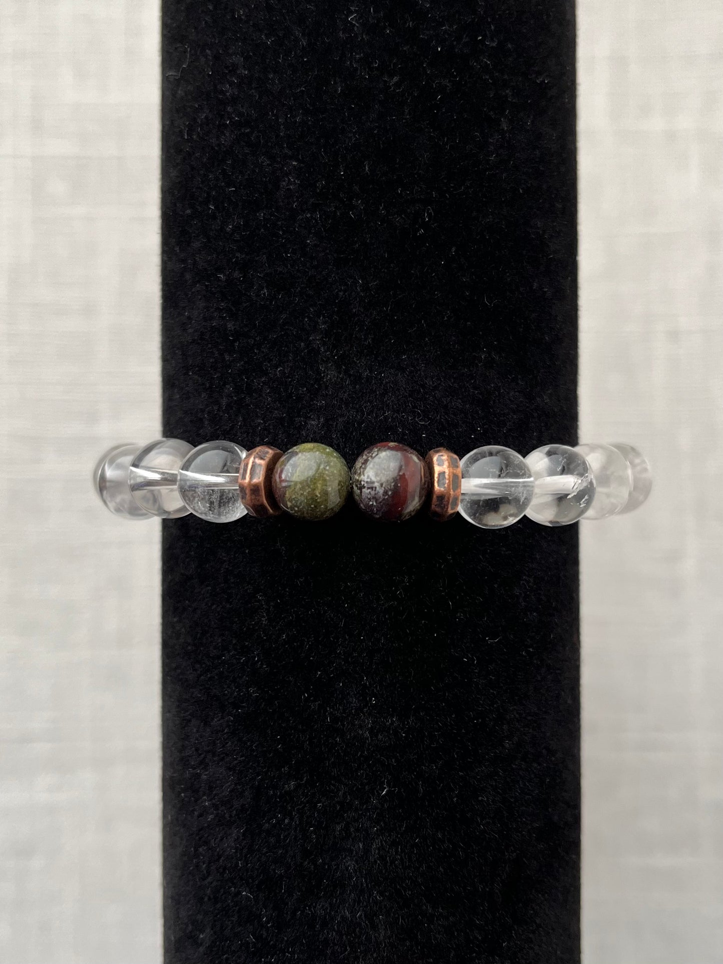 Large Clear Quartz with Dragon Blood Jasper Bracelet