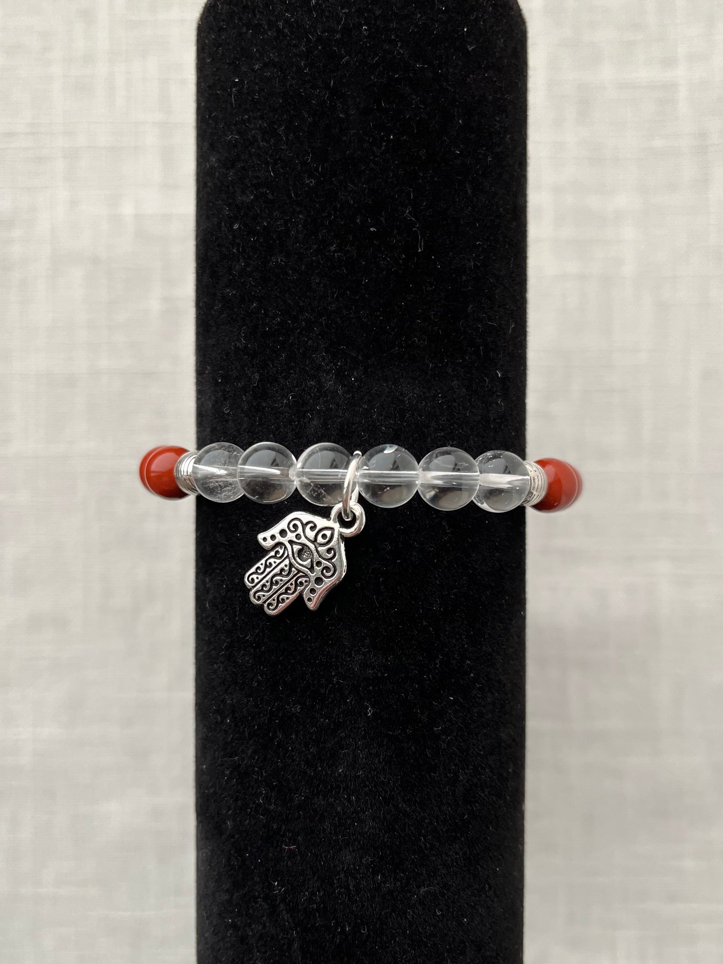 Large Red Jasper and Clear Quartz Bracelet