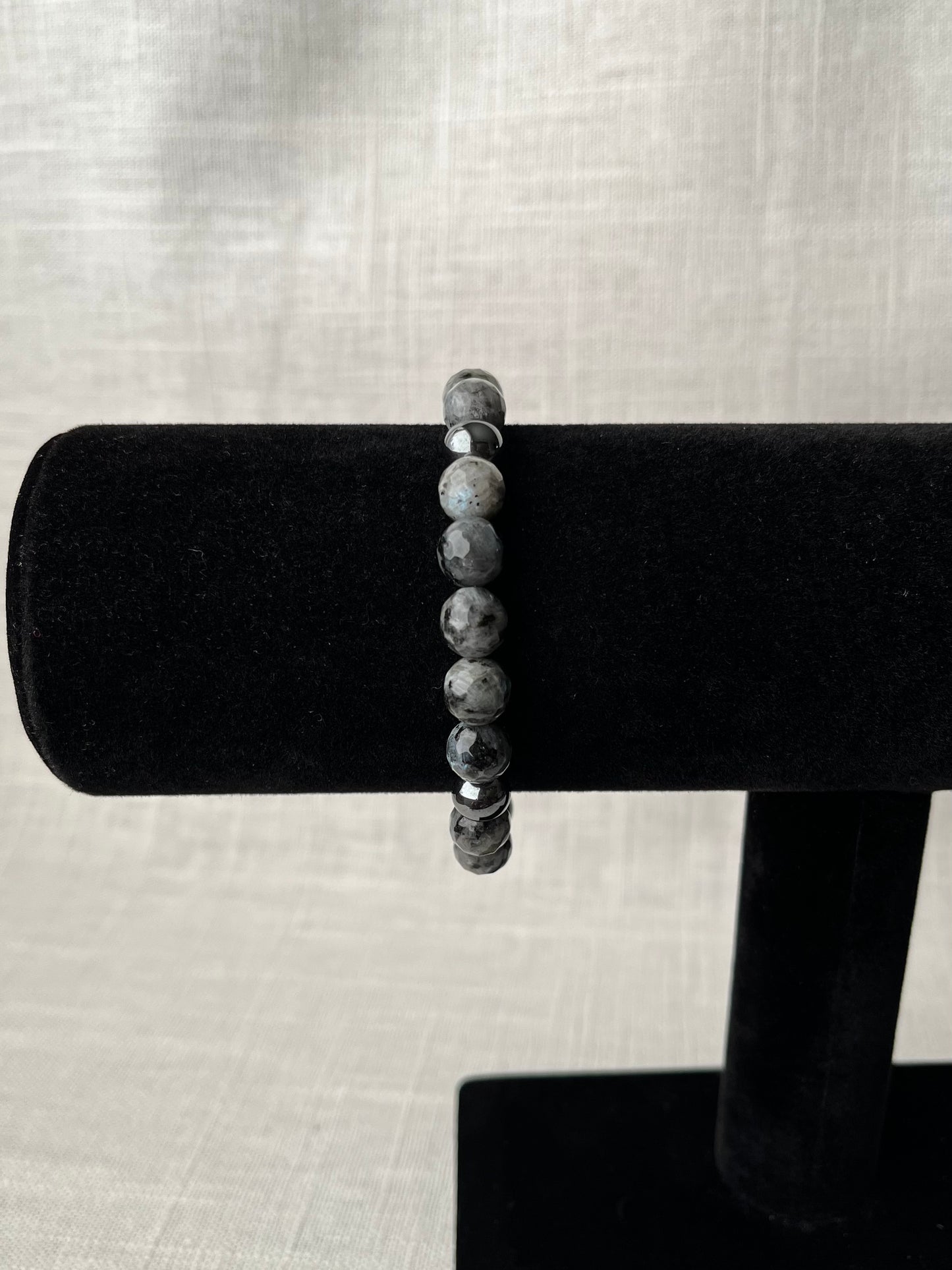 Large Larvikite with Hematite Bracelet