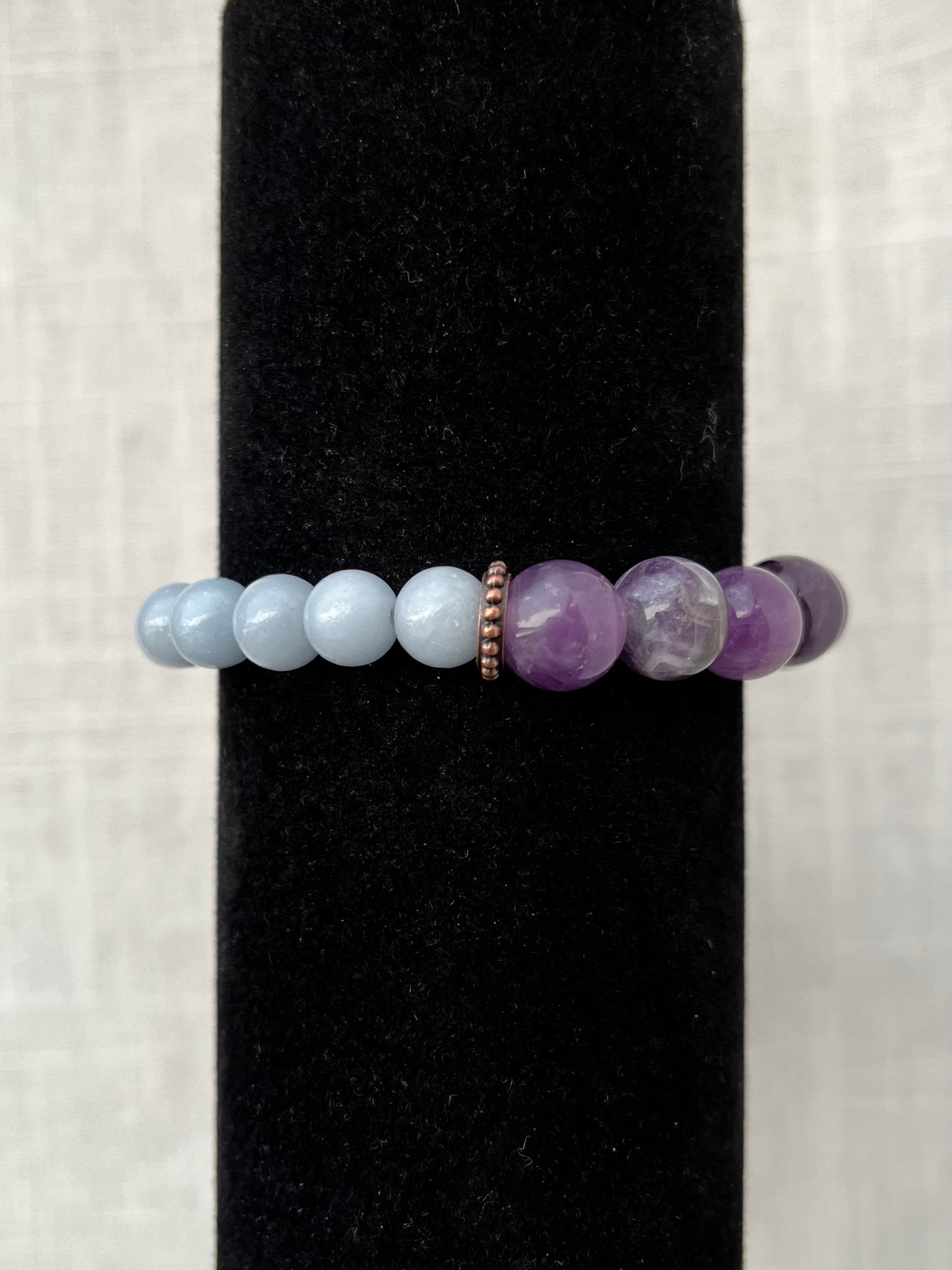 Large Angelite with Amethyst Bracelet