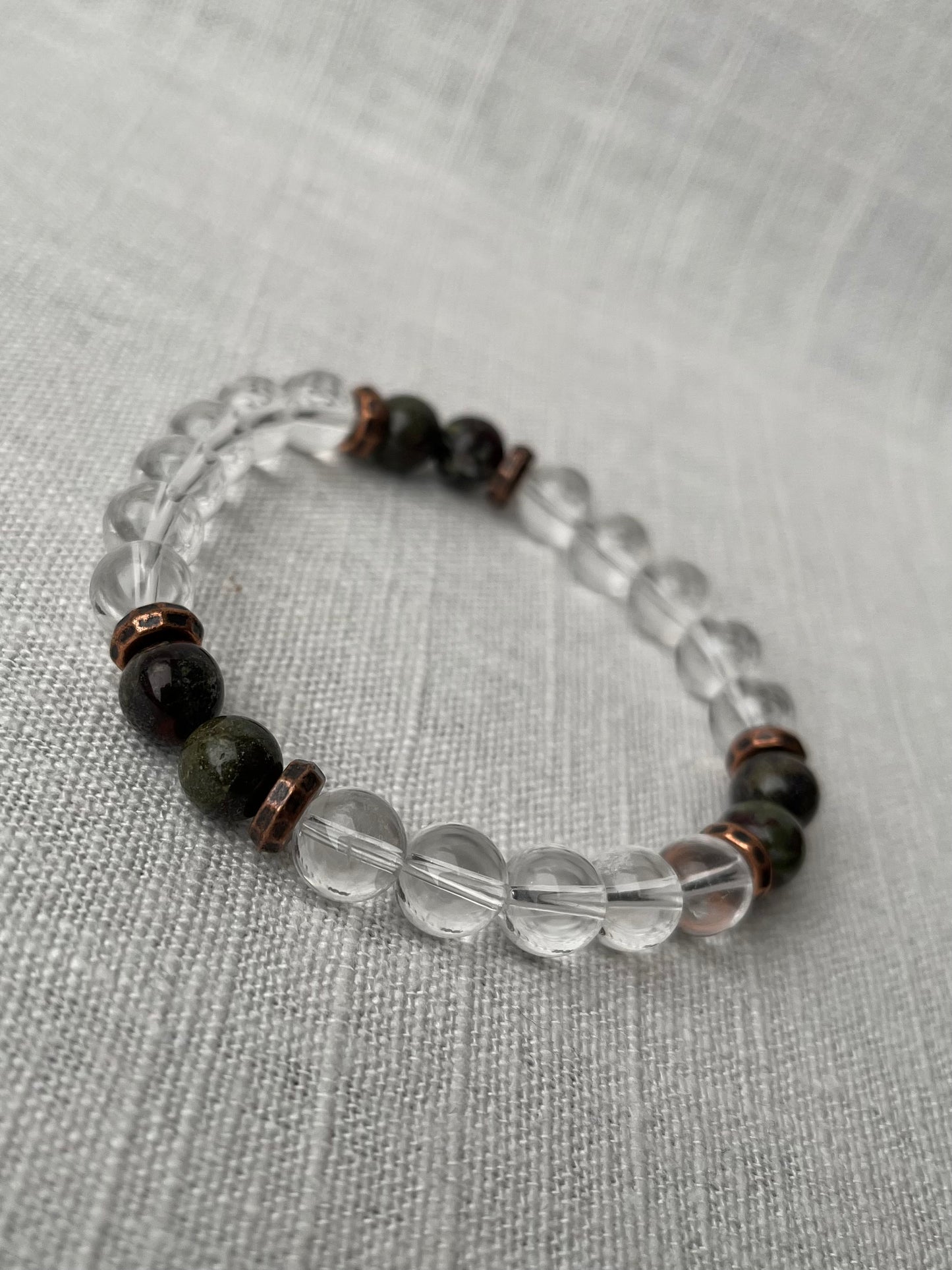 Large Clear Quartz with Dragon Blood Jasper Bracelet