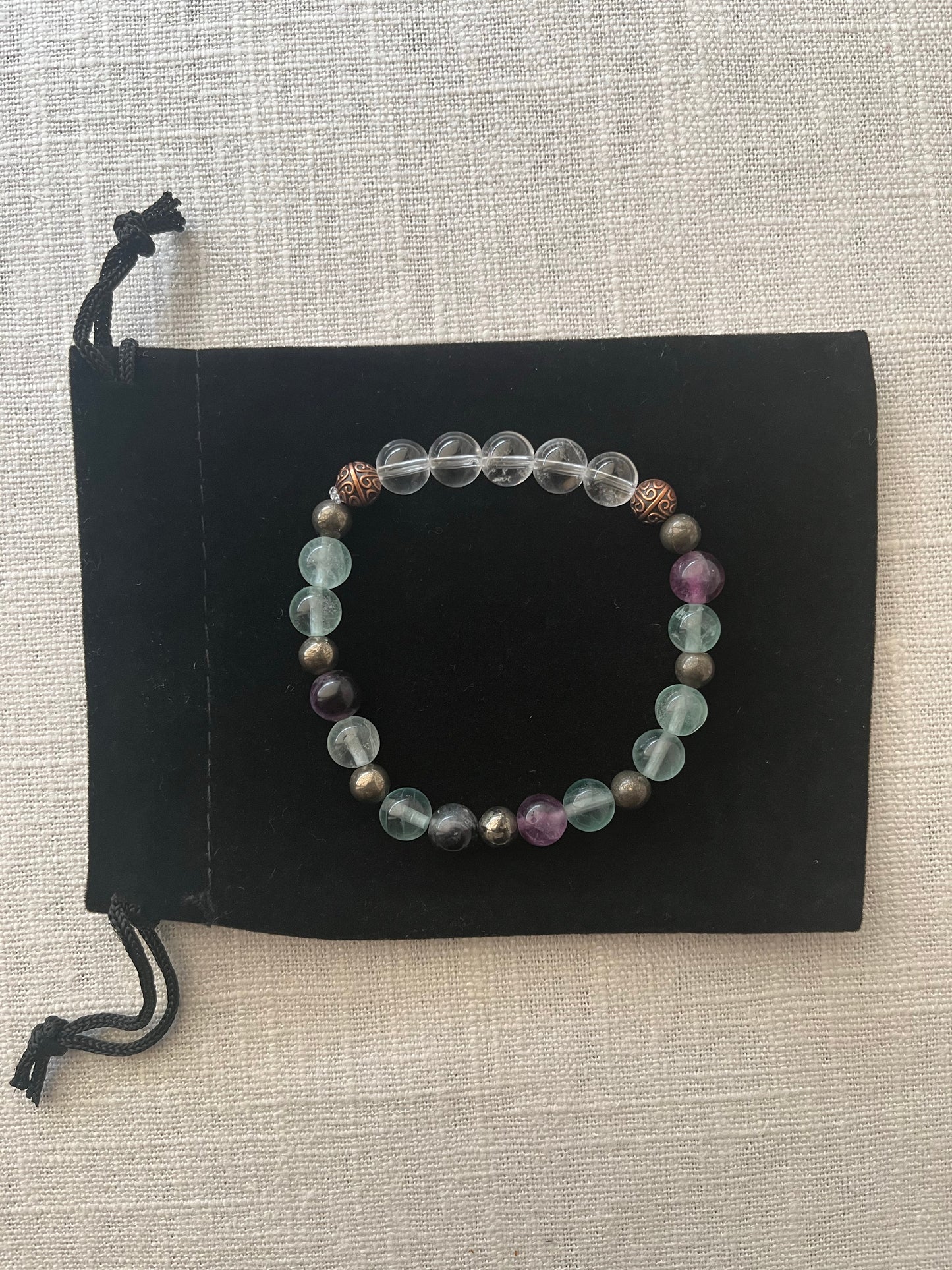 Fluorite with Pyrite Bracelet