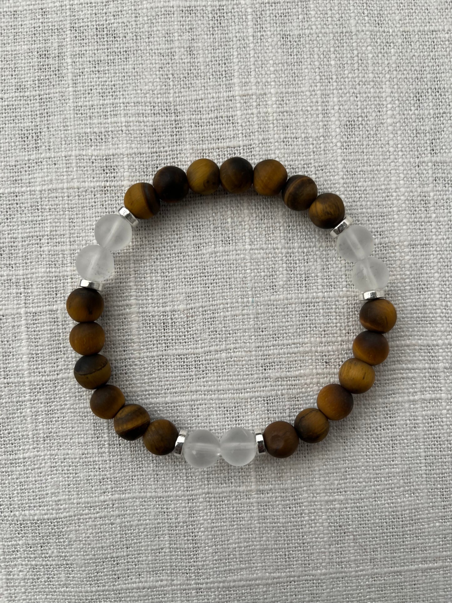 Large Tiger's Eye with Clear Quartz Bracelet
