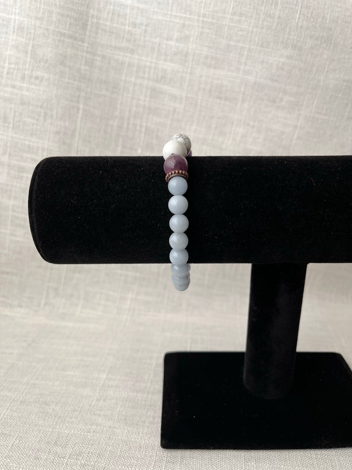 Large Angelite with Amethyst & Howlite Bracelet