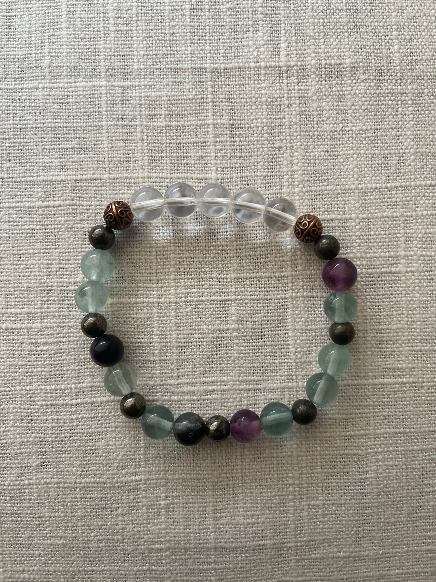 Fluorite with Pyrite Bracelet
