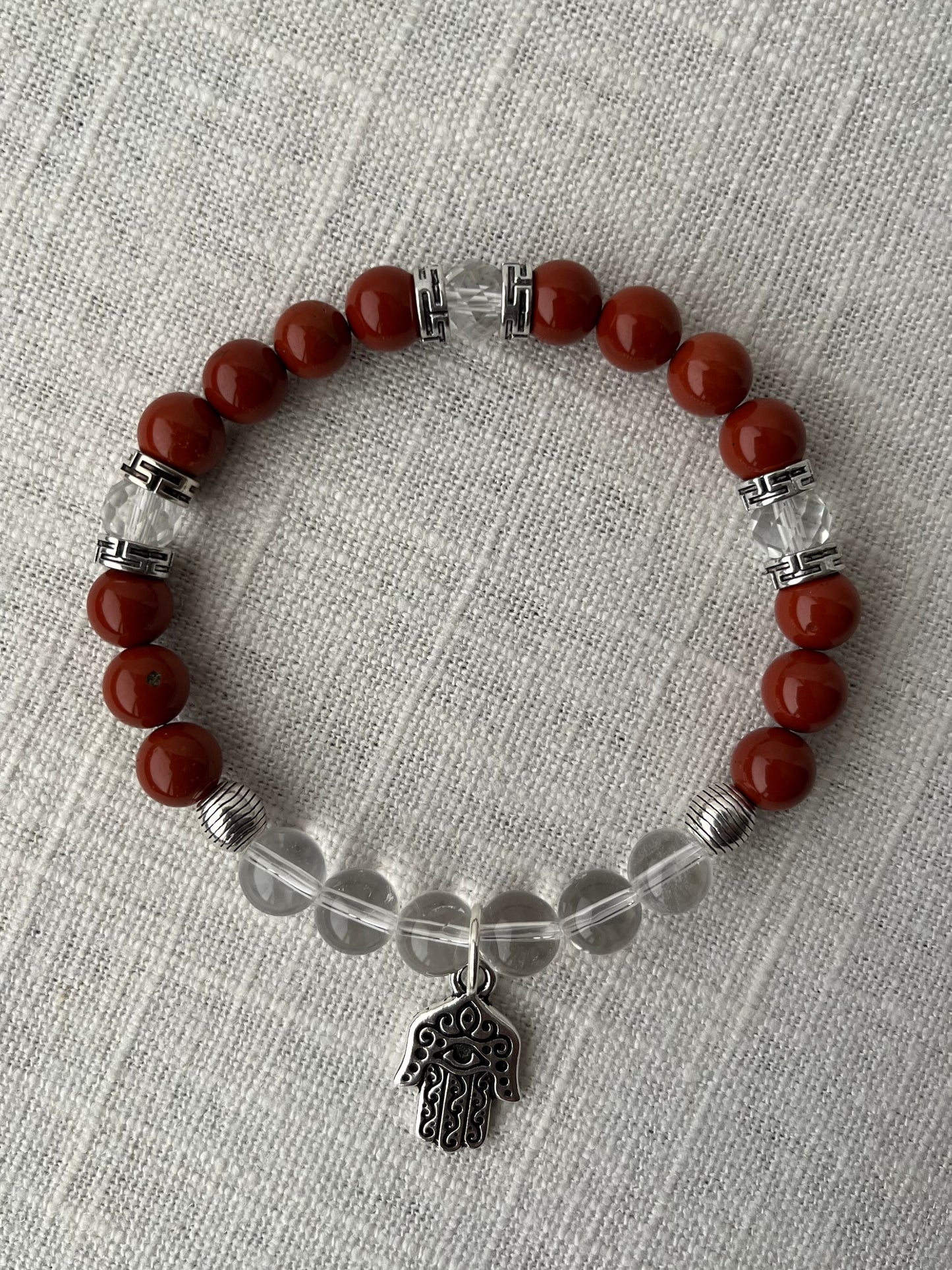 Large Red Jasper and Clear Quartz Bracelet
