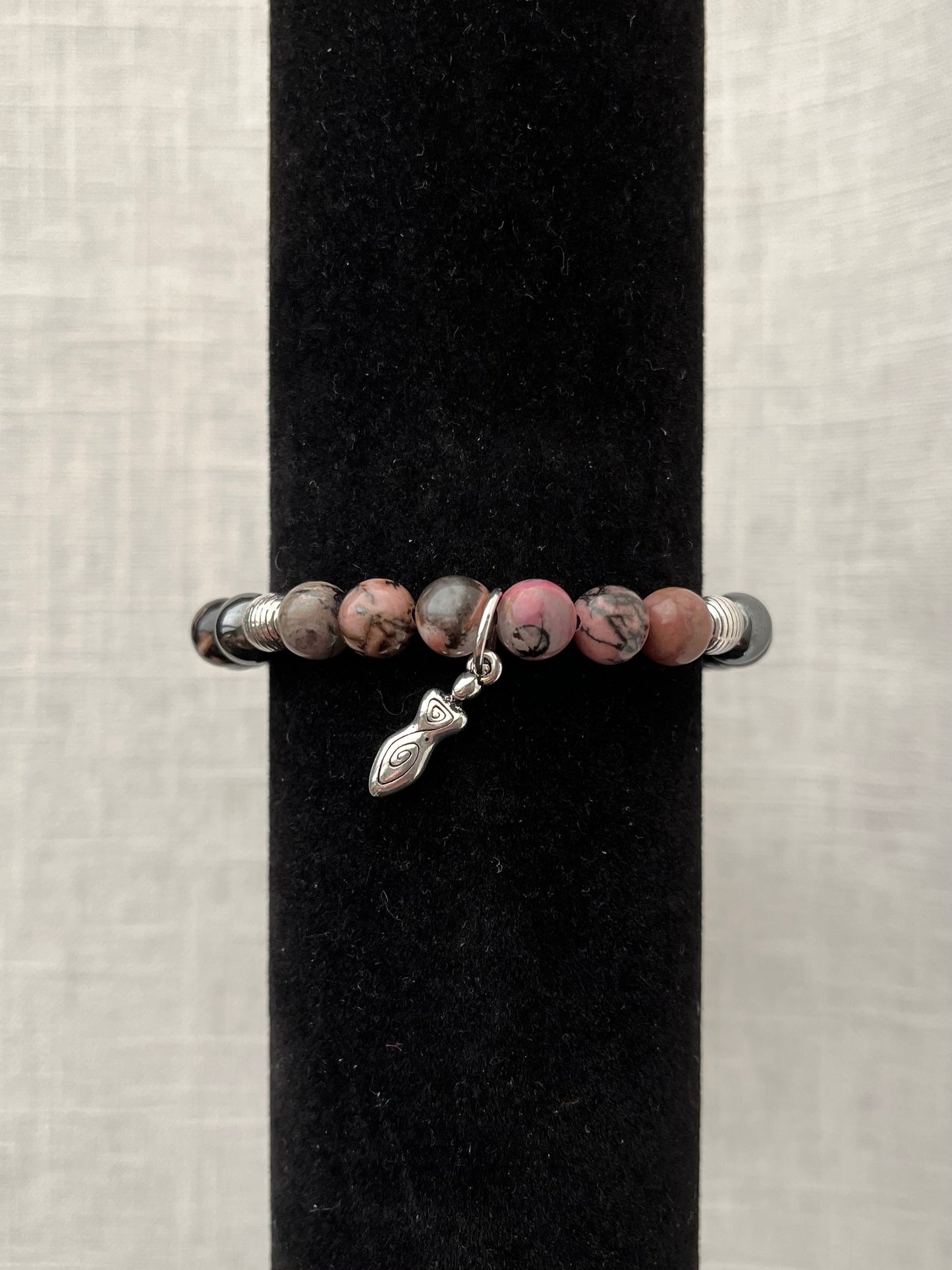 Large Rhodonite with Hematite Bracelet
