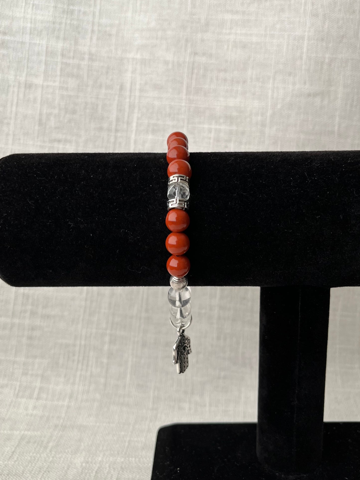 Large Red Jasper and Clear Quartz Bracelet