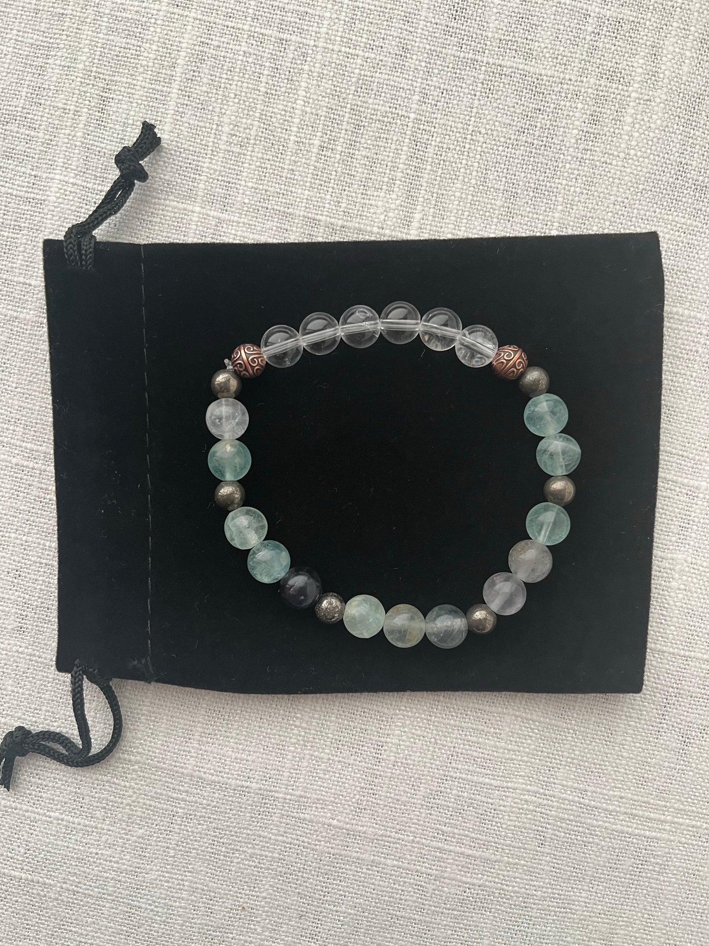 Large Fluorite with Pyrite Bracelet
