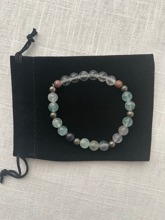 Large Fluorite with Pyrite Bracelet