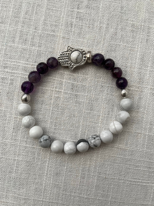 Large Howlite with Amethyst Bracelet
