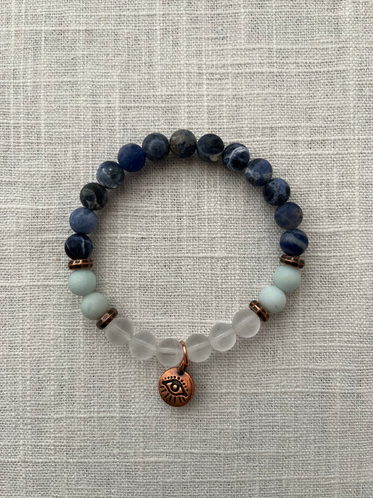 Large Sodalite with Clear Quartz & Amazonite Bracelet