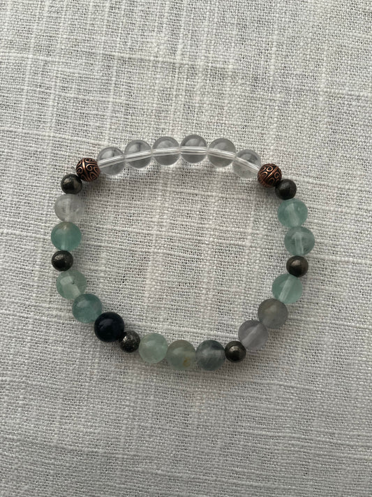 Large Fluorite with Pyrite Bracelet