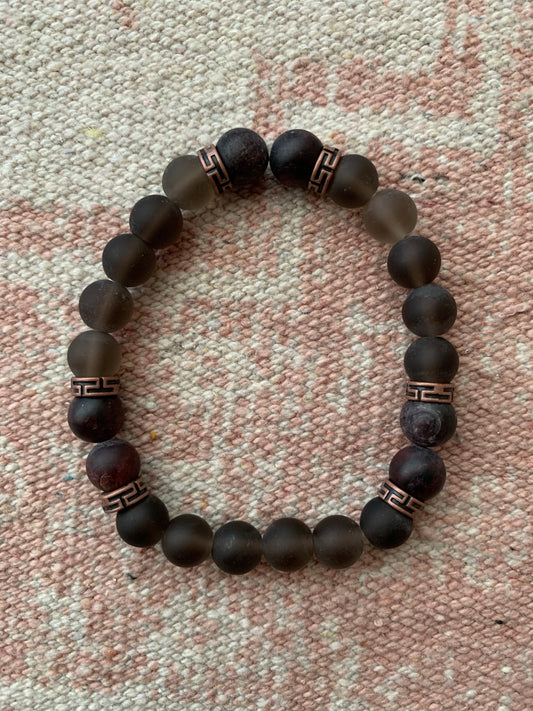 Smoky Quartz with Garnet Bracelet