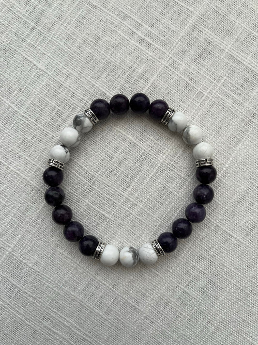 Large Lepidolite with Howlite Bracelet