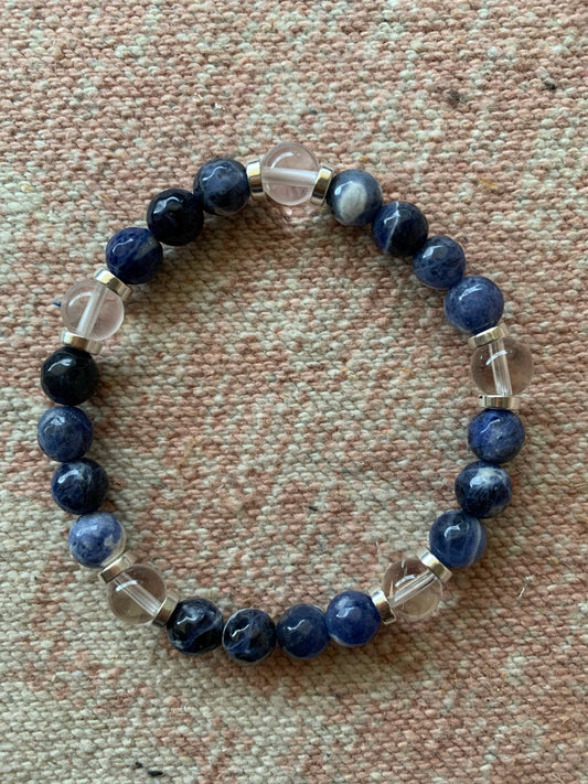 Large Sodalite with Clear Quartz Bracelet