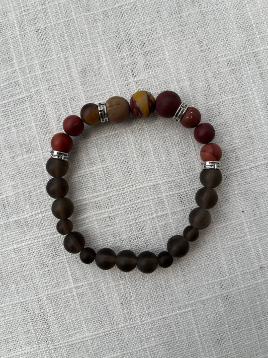 Large Mookaite with Smoky Quartz Bracelet